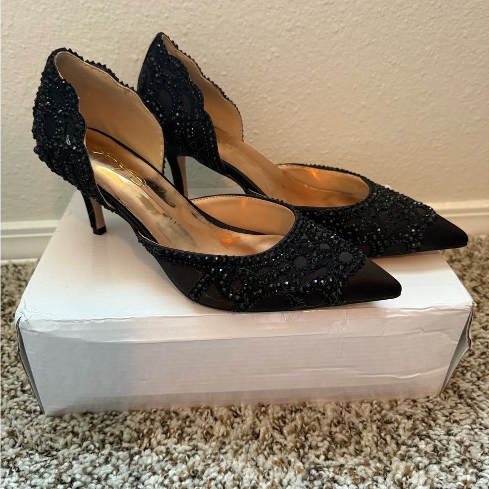 Rhinestone Black Women's Heels